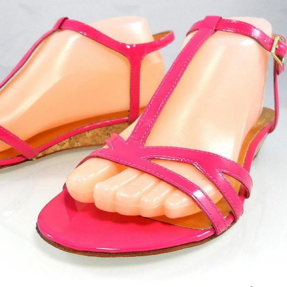NIB$248 KATE SPADE NY CORK LOW WEDGE T-STRAP LEATHER Strappy Comfy SANDALS 7.5 - Picture 7 of 8